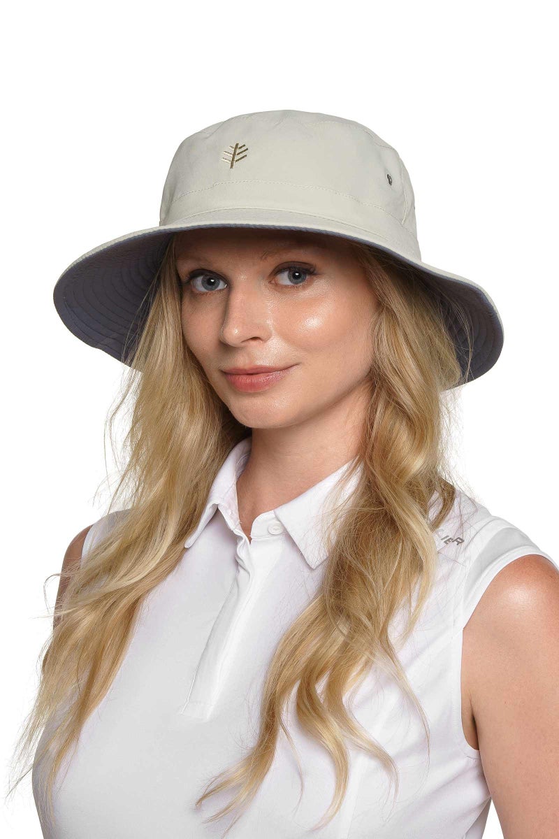 Coolibar Reversible Bucket Hat - UPF 50+ Sun Protection - Landon in Stone/Carbon - Image 1